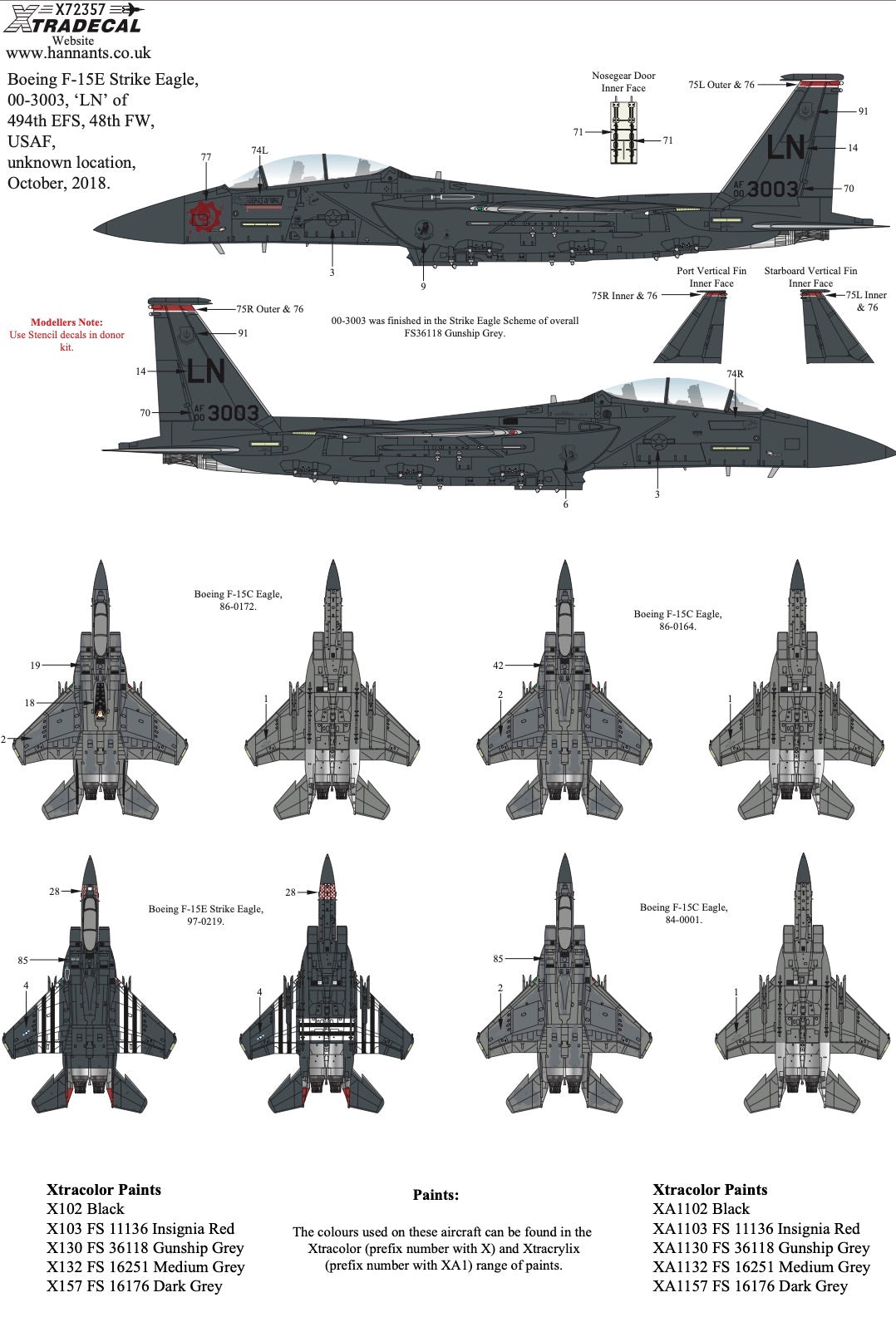 Xtradecal X72357 1:72 McDonnell F-15C/E RAF Lakenheath