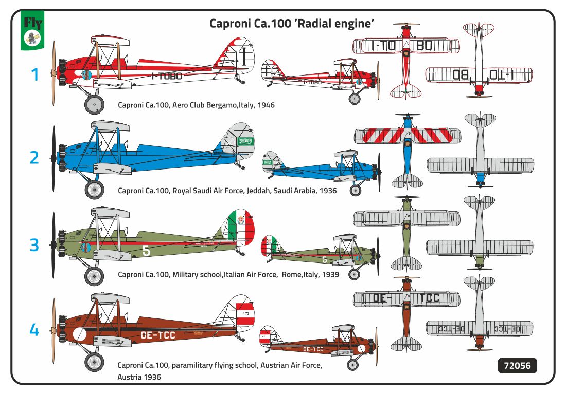 FLY 72056 1:72 Caproni Ca.100 'Radial engine' I-M model, I-M clear parts, p/e parts