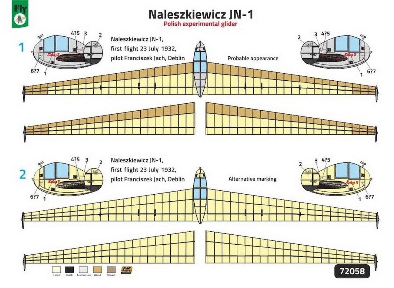 FLY 72058 1:72 Naleszkiewicz JN-1 Polish Experimental Glider