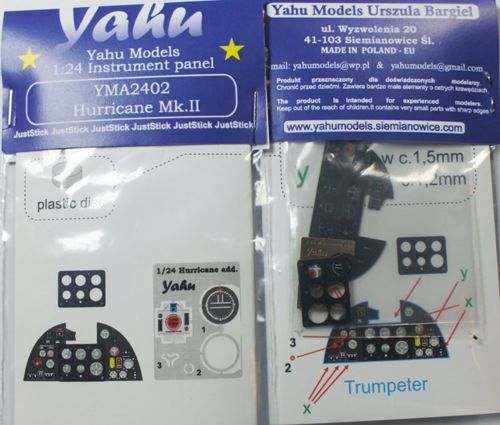 Yahu Models YMA2402 1:24 Hawker Hurricane Mk.IIC/Mk.IID Photoetched instrument panels. Coloured.