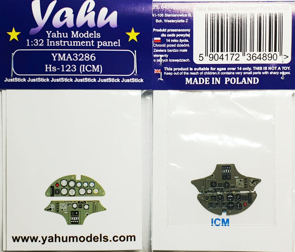 Yahu Models YMA3286 1:32 Henschel Hs-123A-1 pre-painted, etched instrument panel