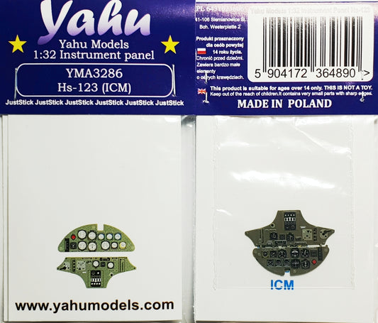 Yahu Models YMA3286 1:32 Henschel Hs-123A-1 pre-painted, etched instrument panel