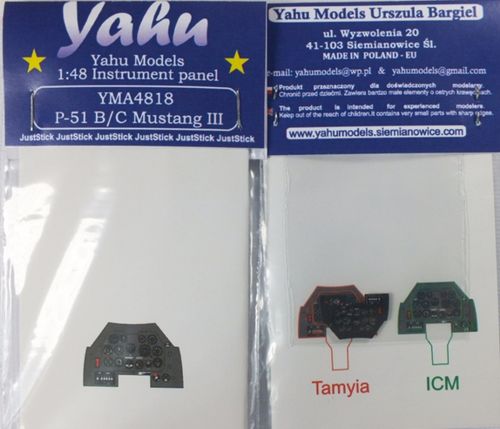 Yahu Models YMA4818 1:48 P-51B/P-51C Photoetched instrument panels.