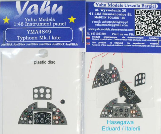 Yahu Models YMA4849 1:48 Hawker Typhoon Mk.I high quality, colour printed, etched cockpit instrument panel