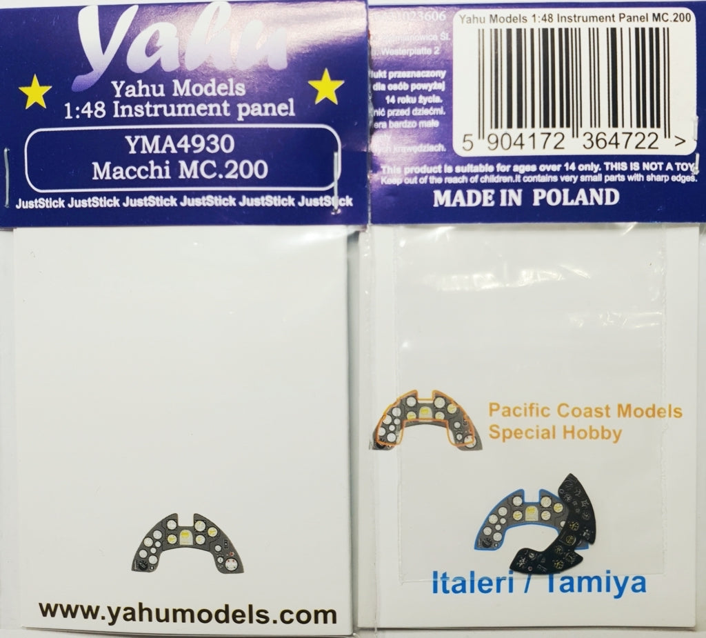 Yahu Models YMA4930 1:48 Macchi MC.200 Photoetched instrument panels.