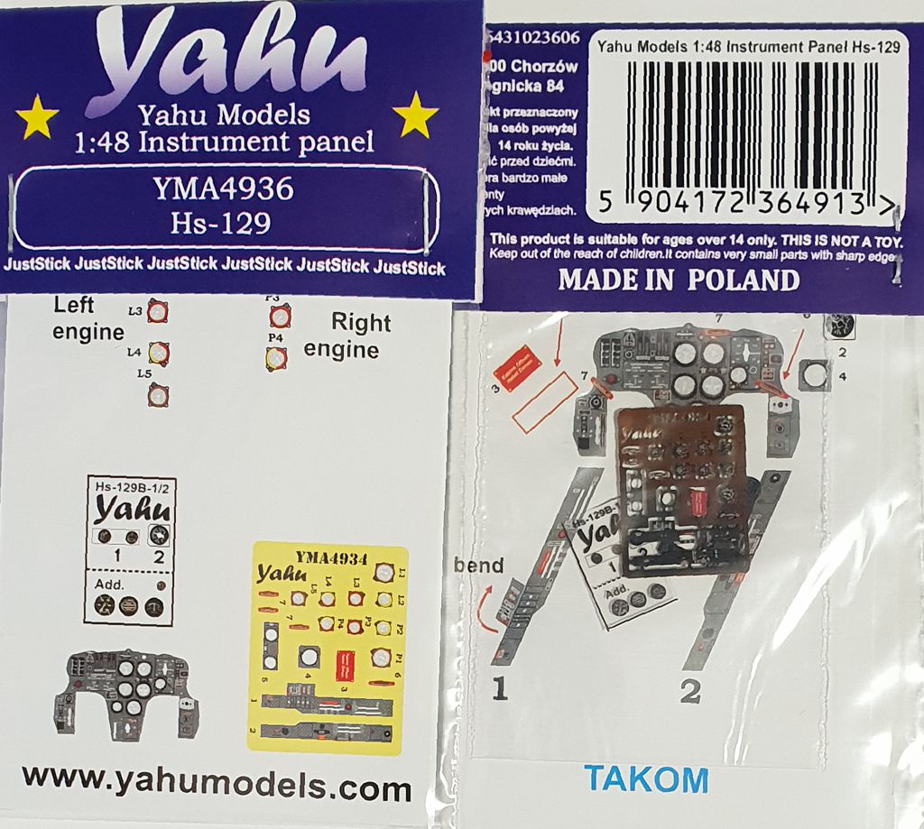 Yahu Models YMA4936 1:48 Henschel Hs-129B-/Hs-129B-2
