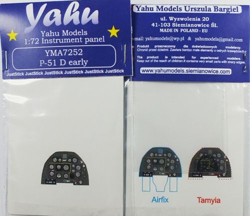 Yahu Models YMA7252 1:72 -51D Mustang Photoetched instrument panels. Coloured