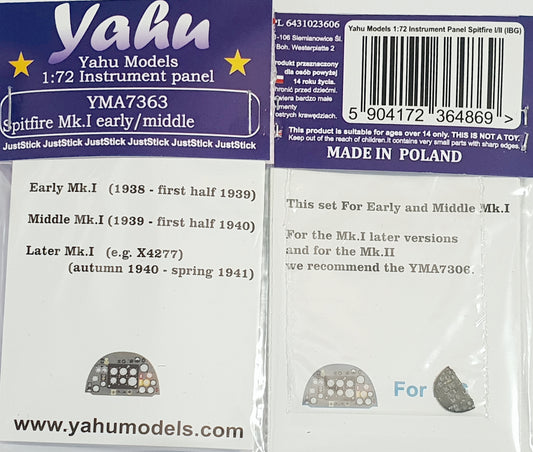 Yahu Models YMA7363 1:72 Supermarine Spitfire Mk.I early/Middle instrument panel