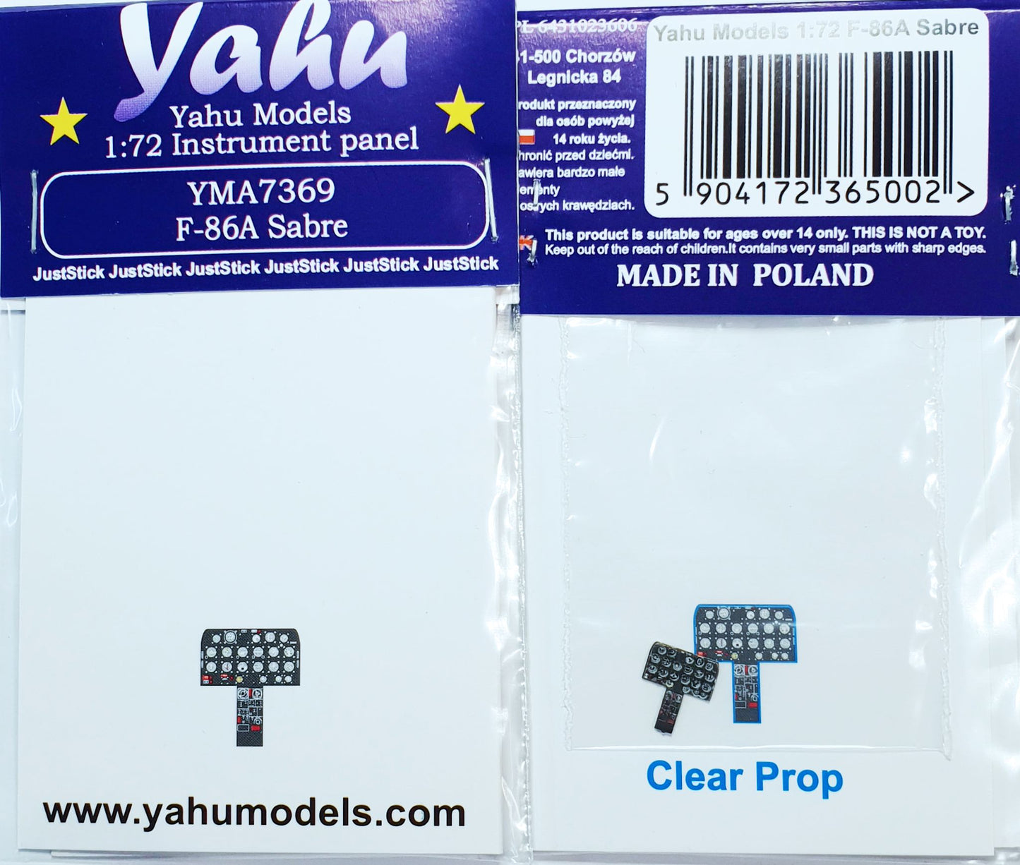 Yahu Models YMA7369 1:72 F-86A Sabre pre-painted, etched instrument panel