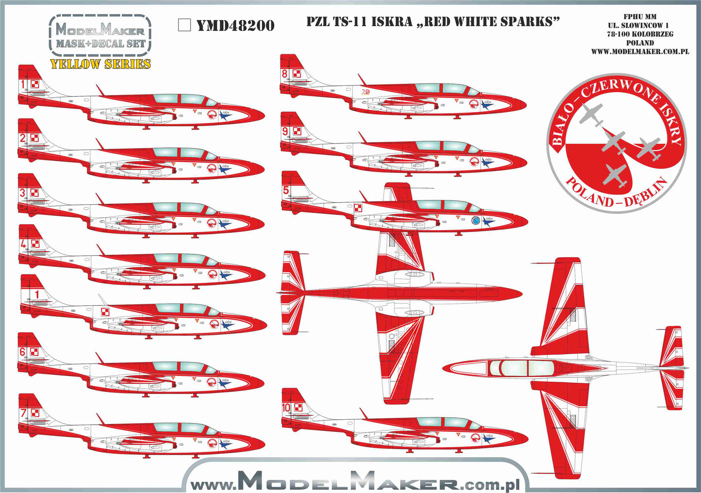 Model Maker Decals YMD48200 1:48 PZL TS-11 Iskra „RED WHITE SPARKS”