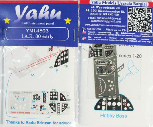 Yahu Models YML4803 1:48 IAR IAR-80 early colour printed, etched cockpit instrument panel