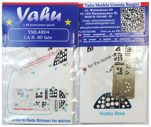 Yahu Models YML4804 1:48 IAR IAR-80 late cockpit instrument panel