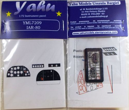 Yahu Models YML7209 1:72 IAR IAR-80/IAR-81  etched cockpit instrument panel