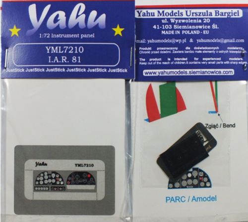 Yahu Models YML7210 1:72 IAR IAR-81 high quality, colour printed, etched cockpit instrument panel