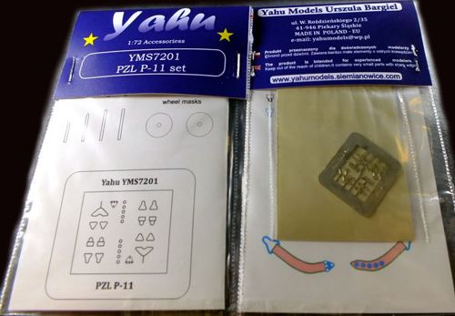 Yahu Models YMS7201 1:72 PZL P.11C etched parts and wheel paint masks