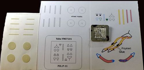 Yahu Models YMS7201 1:72 PZL P.11C etched parts and wheel paint masks