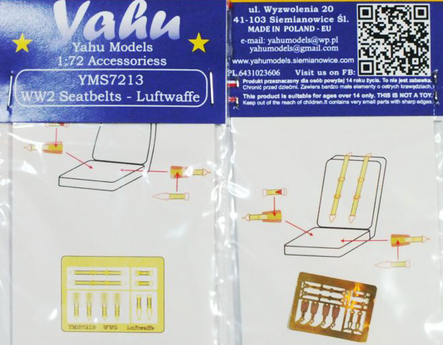 Yahu Models YMS7213 1:72 WWII seatbelts - Luftwaffe