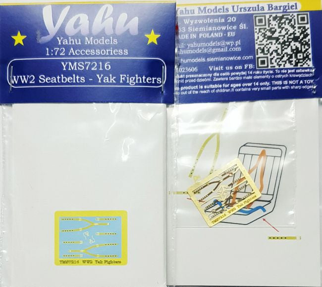 Yahu Models YMS7216 1:72 WWII seatbelts for Sukhoi and Yak Fighters