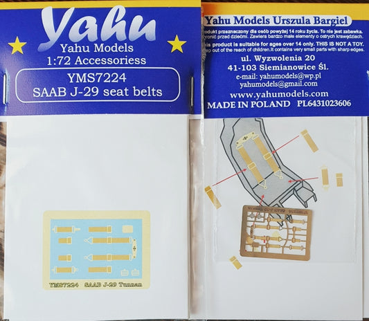 Yahu Models YMS7224 1:72 Saab J-29A Tunnan seatbelts