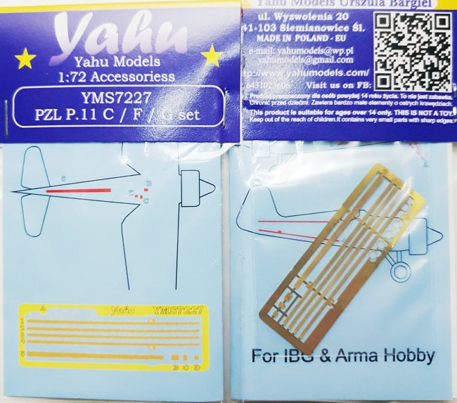 Yahu Models YMS7227 1:72 PZL P.11C/P.11F/P.11G set