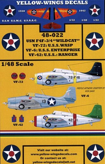 Yellow Wings 48022 1:48 Grumman F4F-3/F4F-4 Wildcat U.S.Navy.