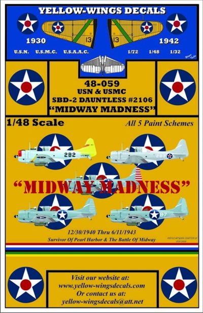 Yellow Wings 48-059 1:48 USN Douglas SBD-2 Dauntless #2106 'Midway Madness'