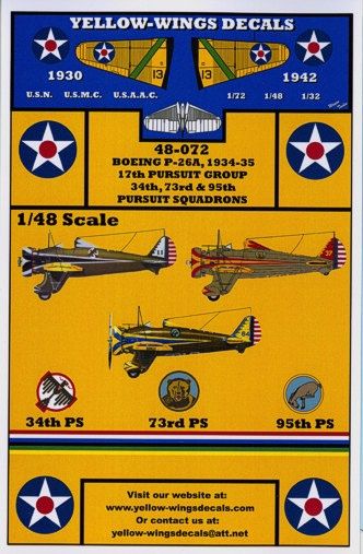 Yellow Wings 48072 1:48 USAAC Boeing P-26A/Curtiss P-36A