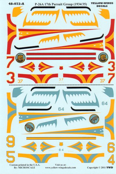 Yellow Wings 48072 1:48 USAAC Boeing P-26A/Curtiss P-36A