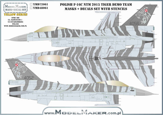 Model Maker Decals YMD72061 1:72 Polish  F-16C NTM 2015 - Tiger Demo Team- yellow masks + decals set with stencils