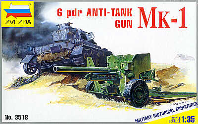 Zvezda 3518 1:35 6pdr anti tank gun Mk.1