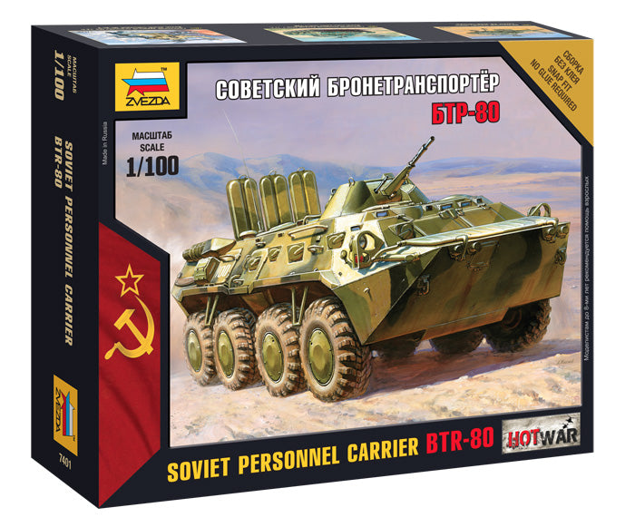 Zvezda 7401 1:100 Soviet Personal Carrier BTR-80 snap-fit