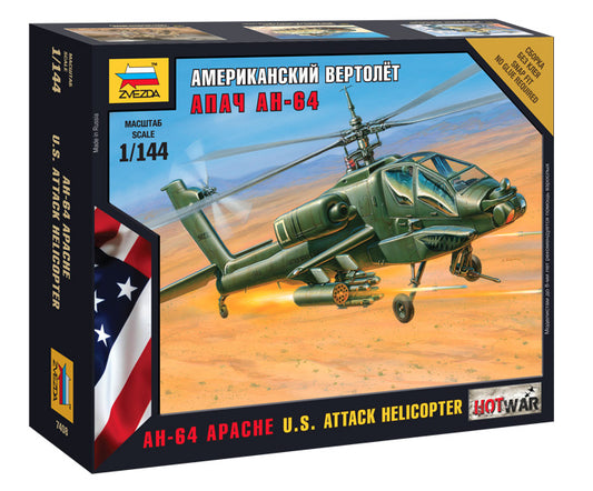 Zvezda 7408 1:144 Boeing/Hughes AH-64 Apache Helicopter snap-fit