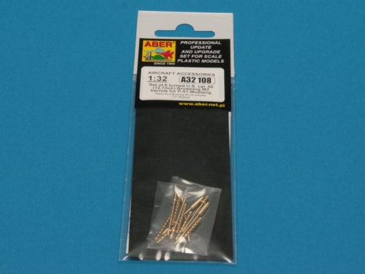 Aber A32108 1:32 Set of 6 Turned U.S. cal .50 (12,7mm) Browning M2 Barrels for North-American P-51D Mustang