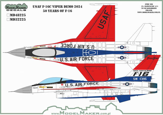 Model Maker Decals MD32225 1:32 USAF F-16C Viper Demo 2024 50 Years of F-16