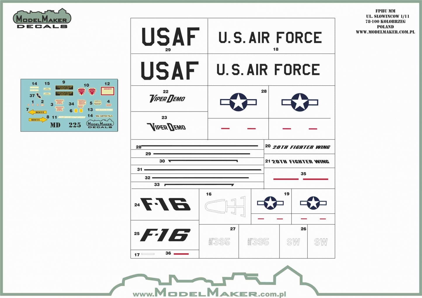 Model Maker Decals MD32225 1:32 USAF F-16C Viper Demo 2024 50 Years of F-16