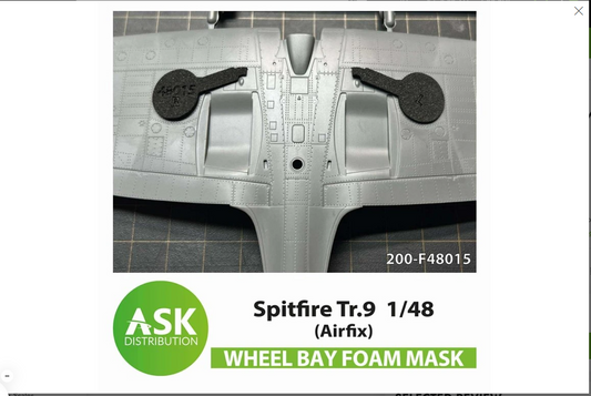 Art Scale 200-F48015 1:48 Supermarine Spitfire Tr.9 Foam flexible wheel bays mask