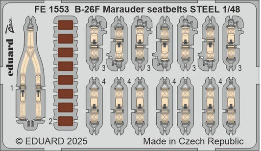 Eduard FE1553 1:48 Martin B-26F Marauder Seatbelts STEEL