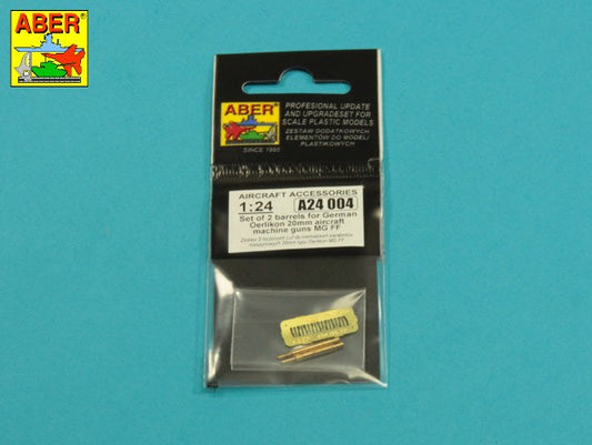 Aber A24004 1:24 Set of 2 Barrels for German Oerlikon 20mm Aircraft Machine Guns MG FF with Sights