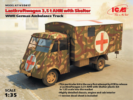 ICM 35417 1:35 Renault Lastkraftwagen 3,5 t AHN with Shelter WWII German Ambulance Truck