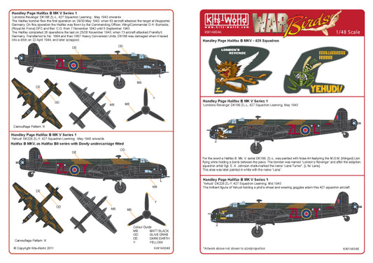 Kits-World KW148046 1:48 Handley-Page Halifax Mk.V Series 1 429 Squadron