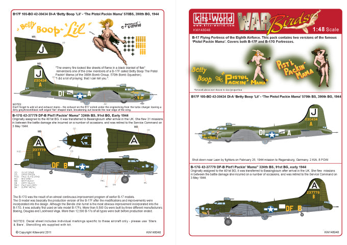 Kits-World KW148048 1:48 Boeing B-17F Flying Fortress