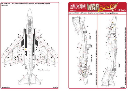 Kits-World KW148118 1:48 McDonnell F-4B, F-4C and F-4D Phantom Stencilling