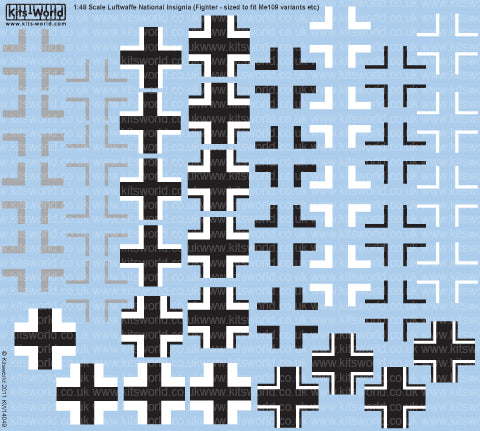 Kits-World KW148049 1:48 Luftwaffe Balkenkreuz National Insignia