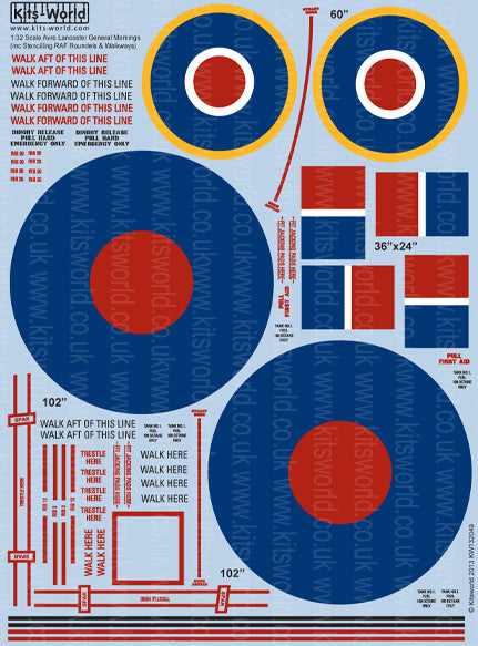 Kits-World KW132049 1:32 Avro Lancaster B.I/III Bomber General Markings