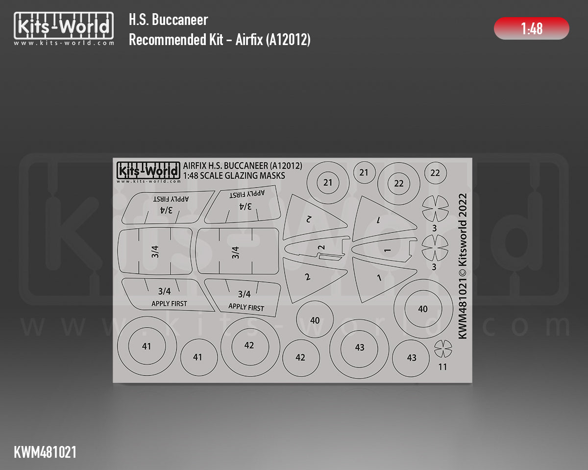 Kits-World M481021 1:48 Blackburn Buccaneer S.2C/D Canopy & Wheels Paint Mask (Outside Only)